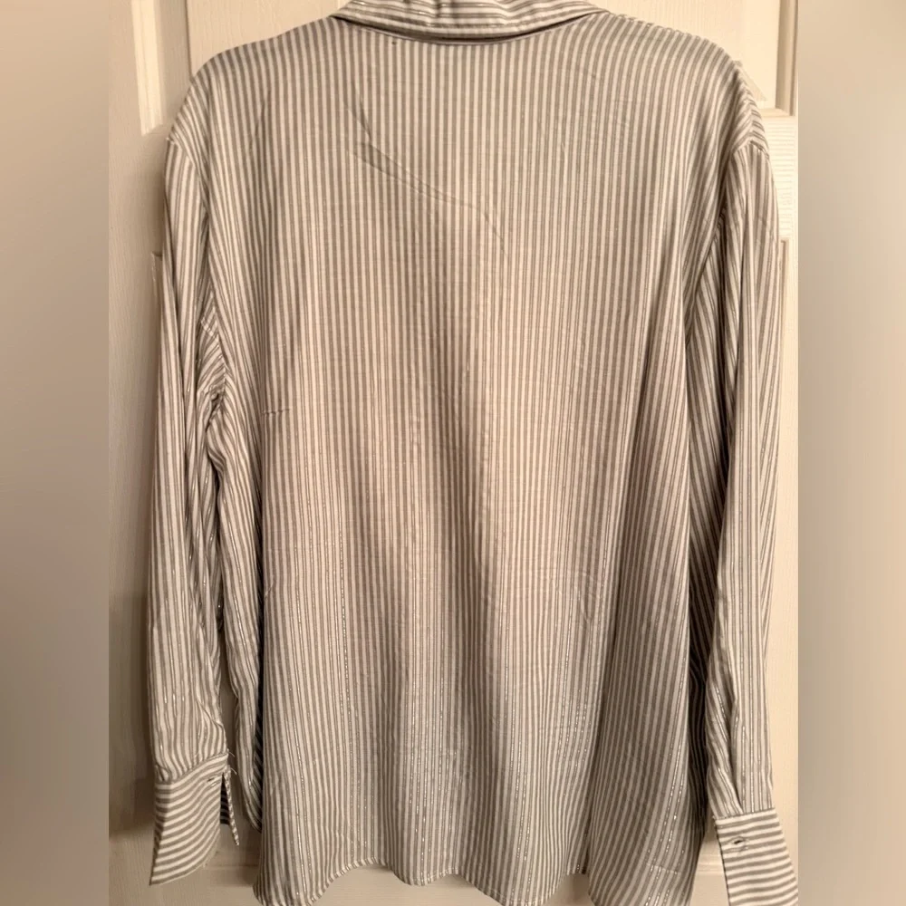 Women’s XL Striped Green Sparkly Top Shirt - Picture 4 of 7